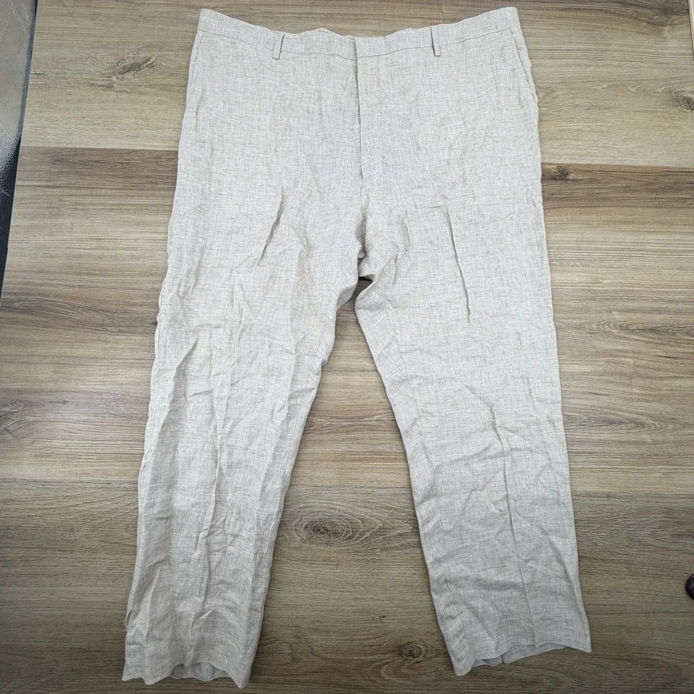 Murano Baird McNutt Linen Pants Mens 44x30 Light Tan 100% Linen Zac Fit